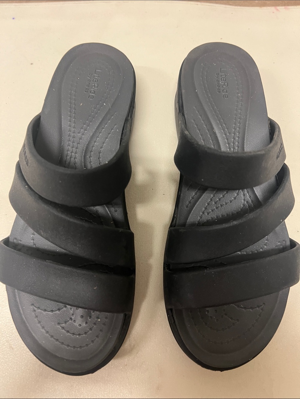 Crocs Black Triple-Strap Slide Sandals